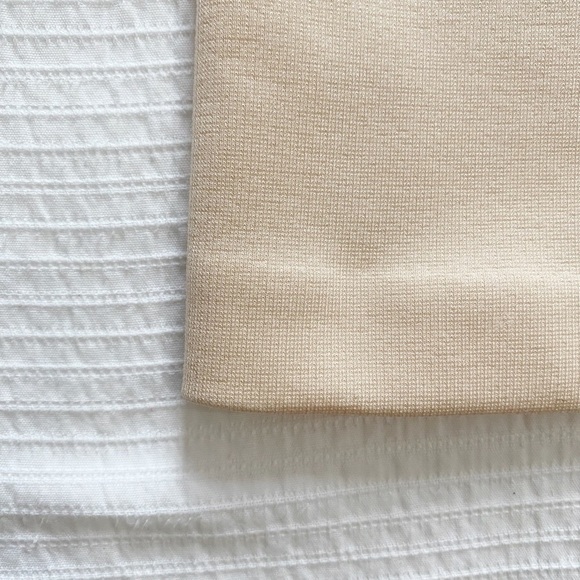 BABYLON COLLECTION CREAM BLACK CINCHED RUFFLE SHEER MESH MIDI FORMAL DRESS - L - Picture 9 of 10